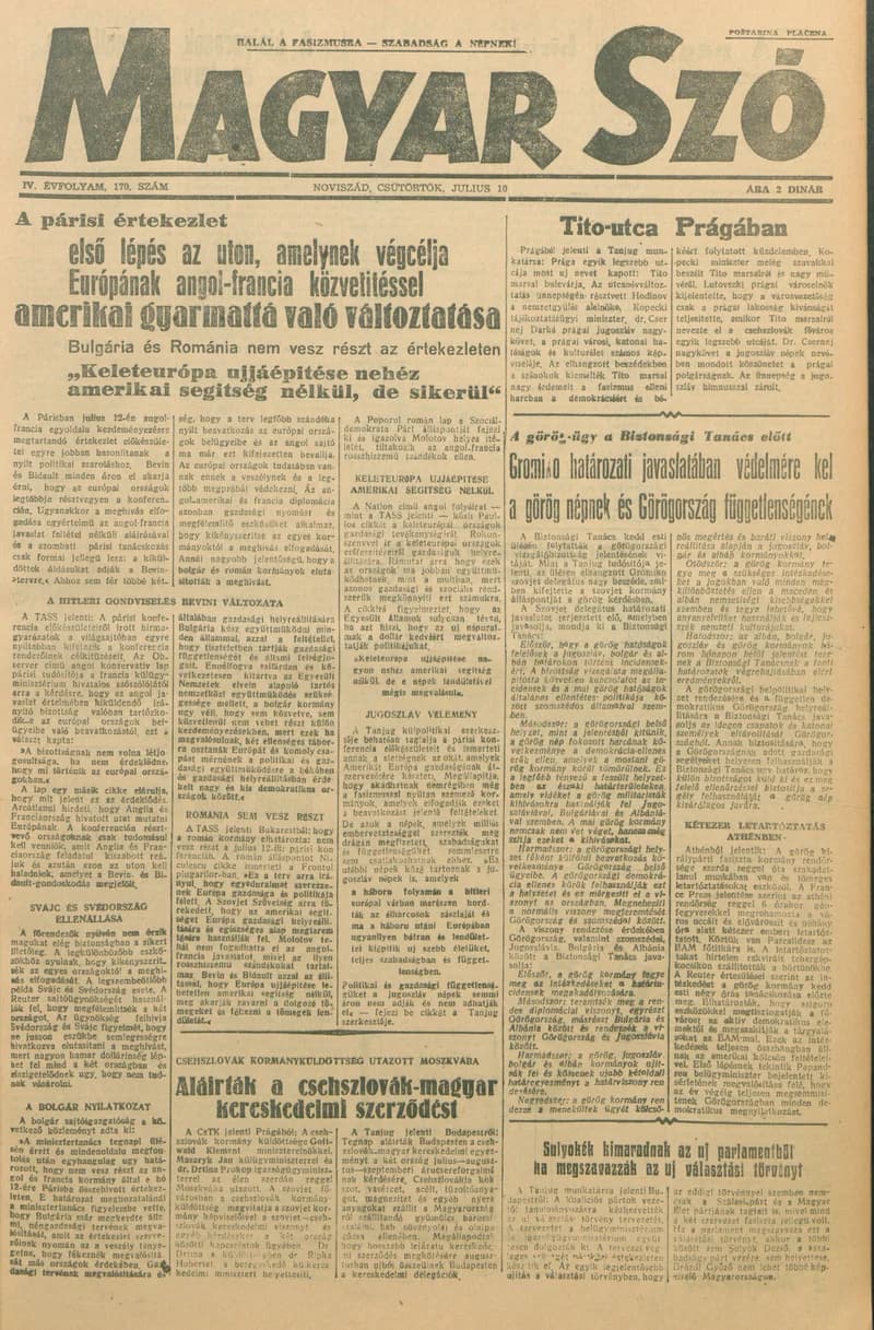 Magyar Szó, 4. évf. 1947. július 10. 170. sz. 1–8. oldal