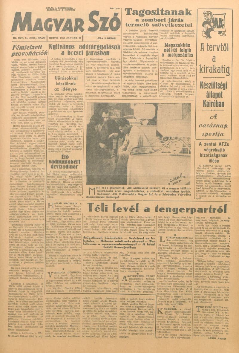 Magyar Szó, 9. évf. 1952. január 28. 24. sz. 1–4. oldal