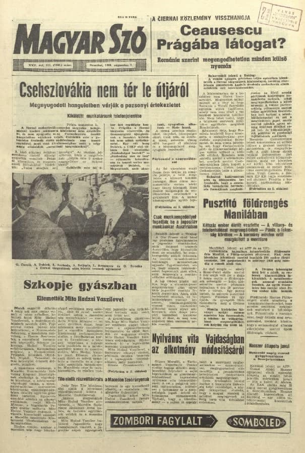Magyar Szó, 25. évf. 1968. augusztus 3. 212. sz. 1–14. oldal