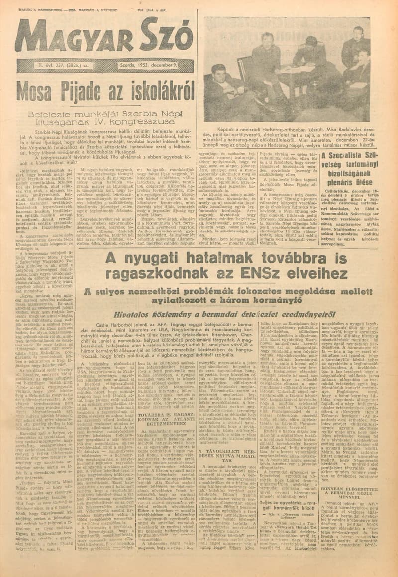 Magyar Szó, 10. évf. 1953. december 9. 337. sz. 1–12. oldal