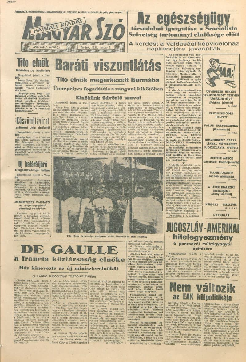 Magyar Szó, 16. évf. 1959. január 9. 6. sz. 1–18. oldal