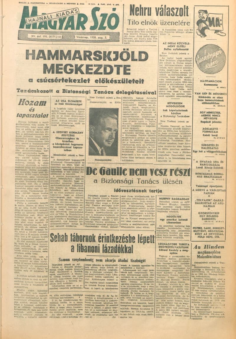 Magyar Szó, 15. évf. 1958. augusztus 3. 195. sz. 1–22. oldal