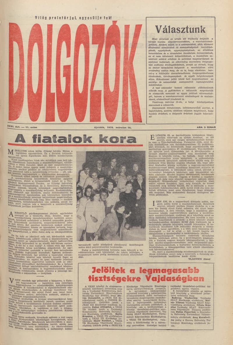 Dolgozók, 32. évf. 1978. március 16. 11. sz.