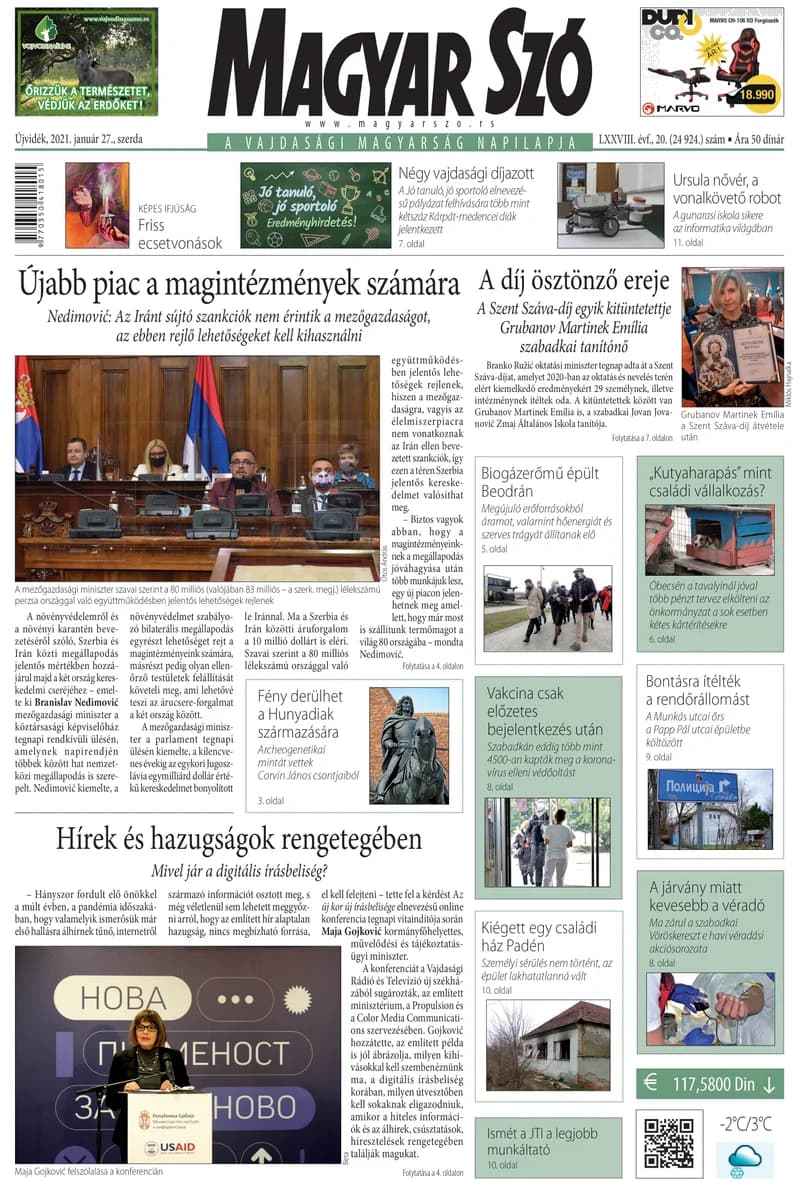 Magyar Szó, 78. évf. 2021. január 27. 20. sz. 1–16. oldal