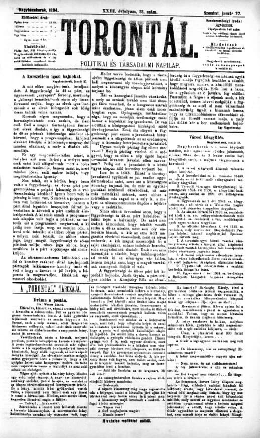 Torontál, 23. évf. 1894. január 27. 22. sz.