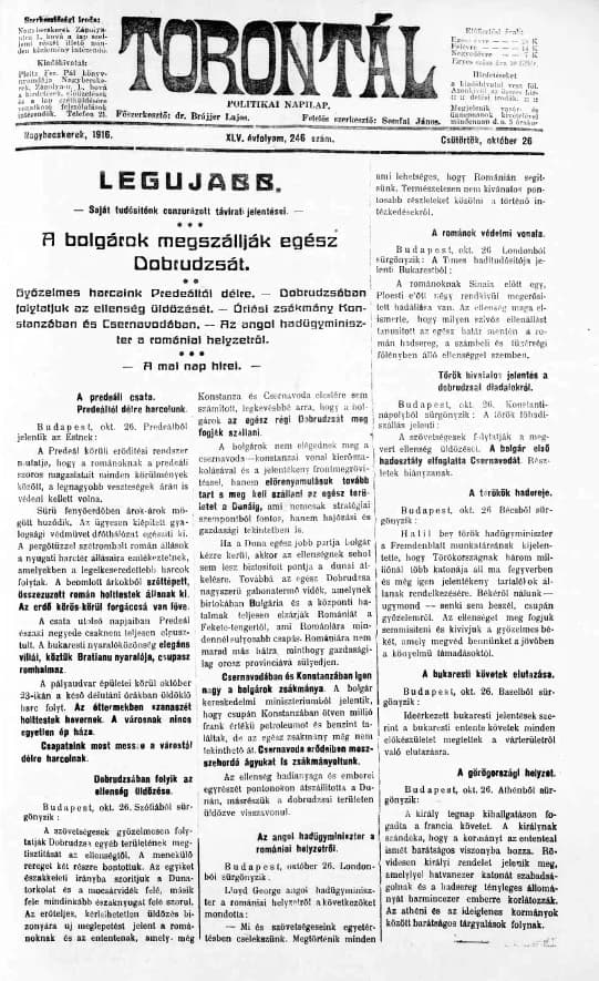 Torontál, 45. évf. 1916. október 26. 246. sz.