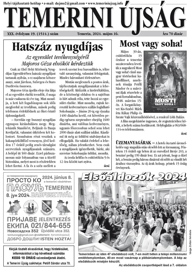 Temerini Újság, 30. évf. 2024. május 16. 19. sz.
