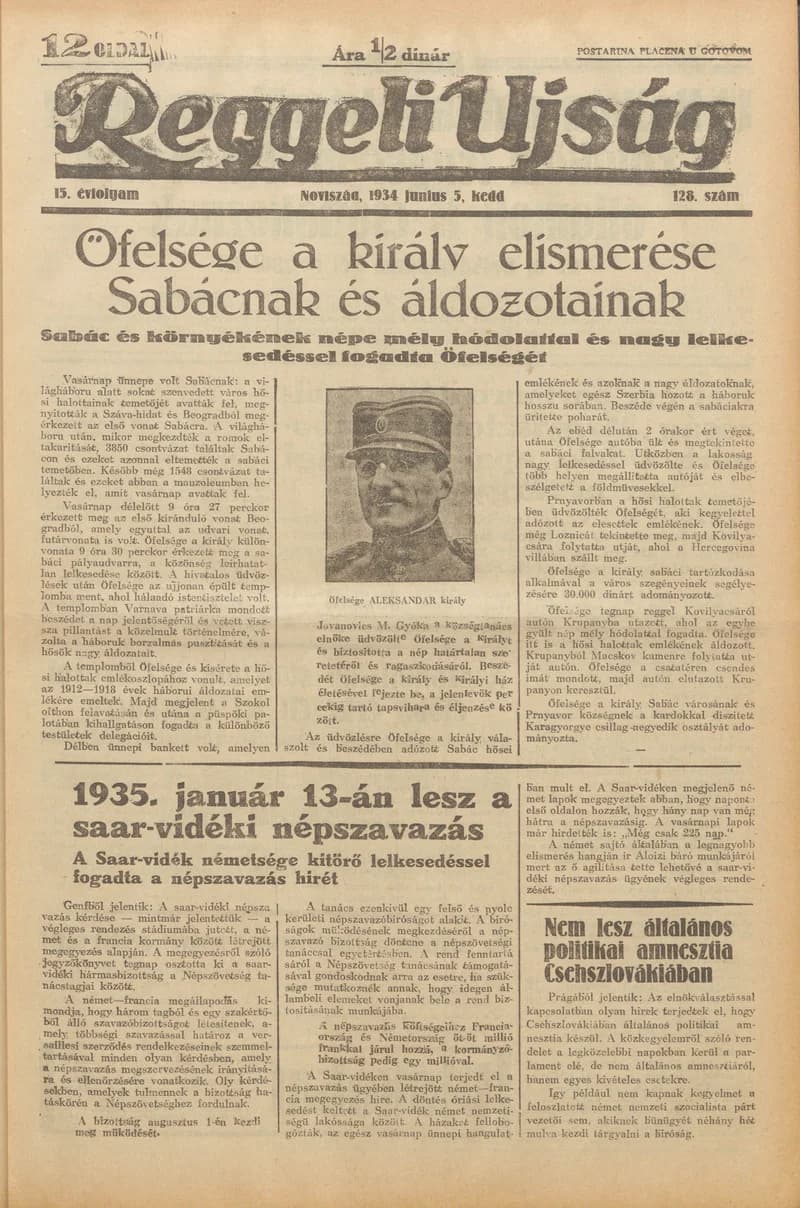 Reggeli Újság, 15. évf. 1934. június 5. 128. sz.