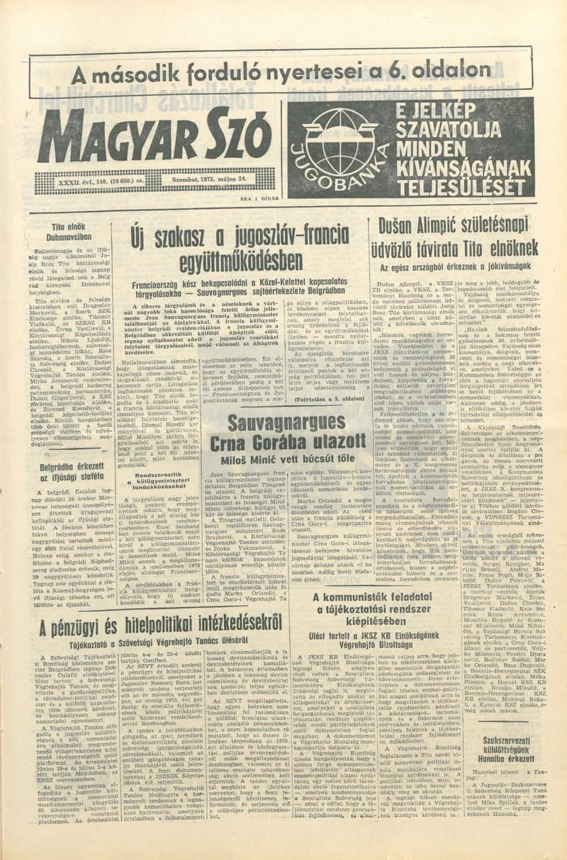 Magyar Szó, 32. évf. 1975. május 24. 140. sz.
