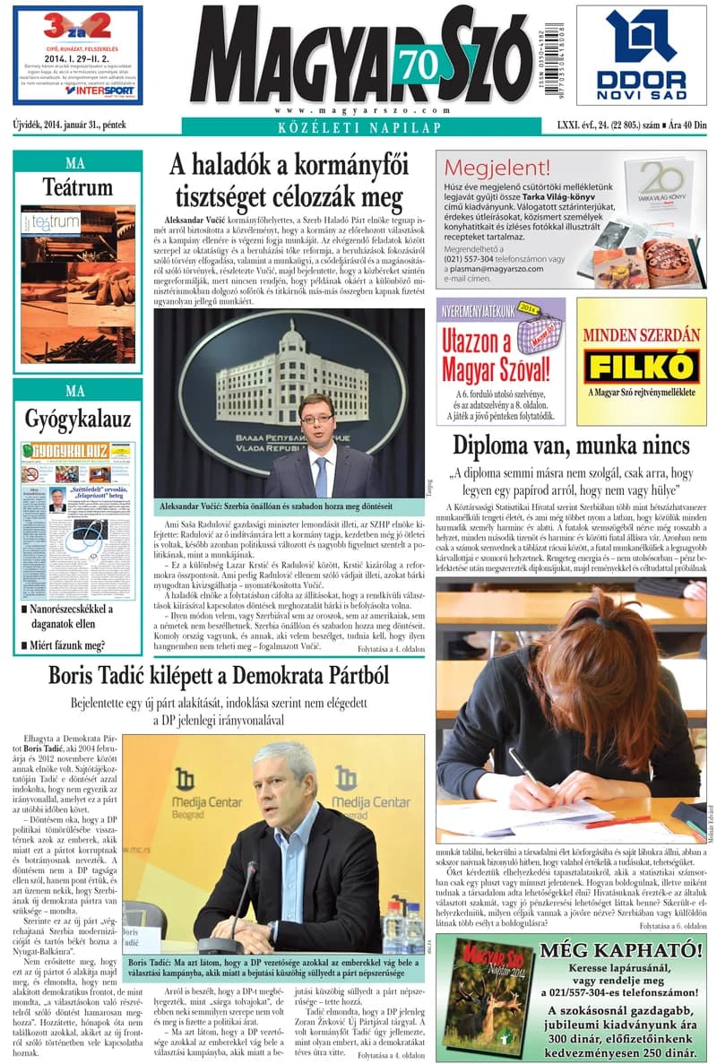 Magyar Szó, 71. évf. 2014. január 31. 24. sz. 1–16. oldal