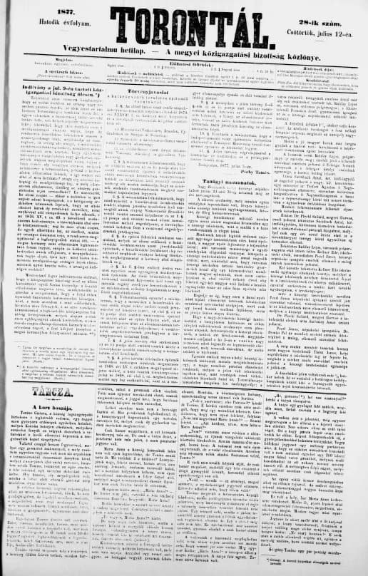 Torontál, 6. évf. 1877. július 12. 28. sz.