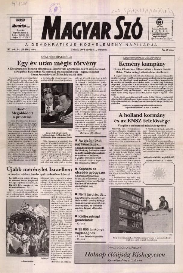 Magyar Szó, 59. évf. 2002. április 11. 84. sz. 1–16. oldal
