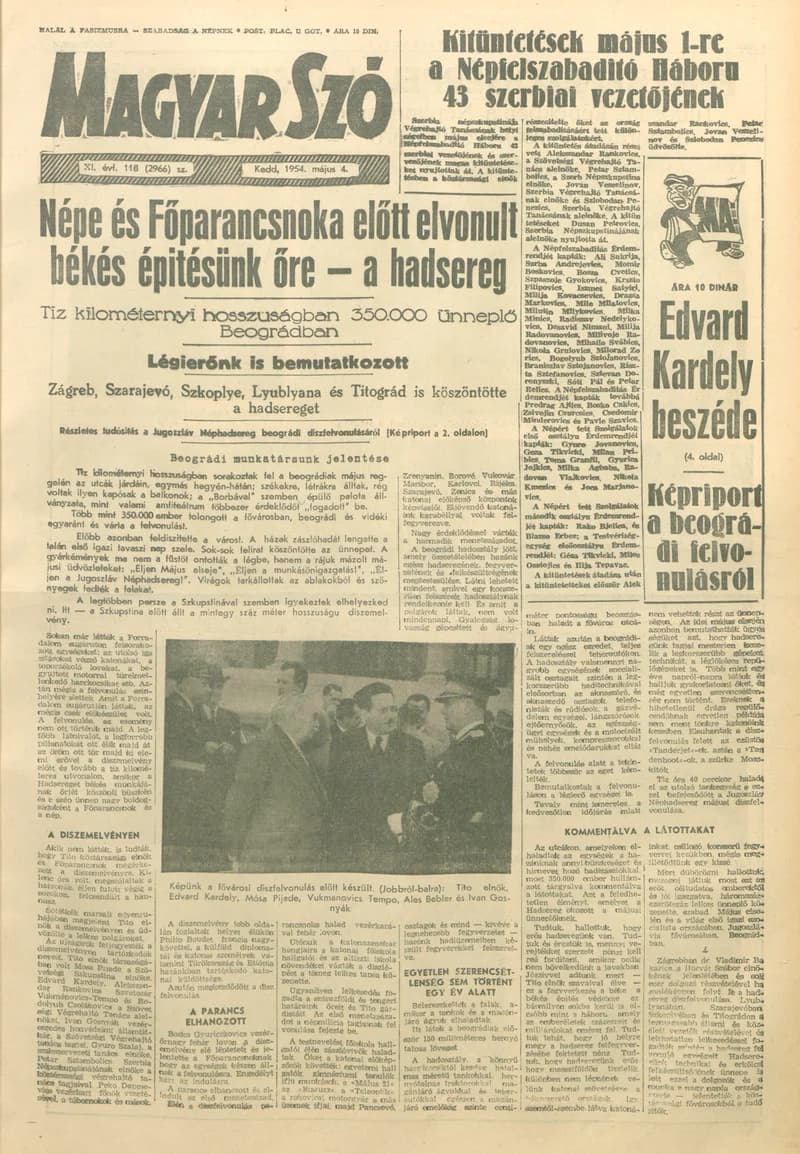 Magyar Szó, 11. évf. 1954. május 4. 118. sz. 1–8. oldal