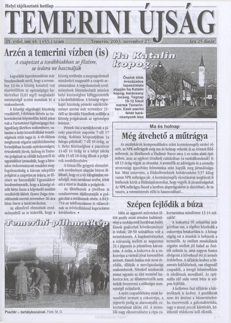 Temerini Újság, 9. évf. 2003. november 27. 48. sz.