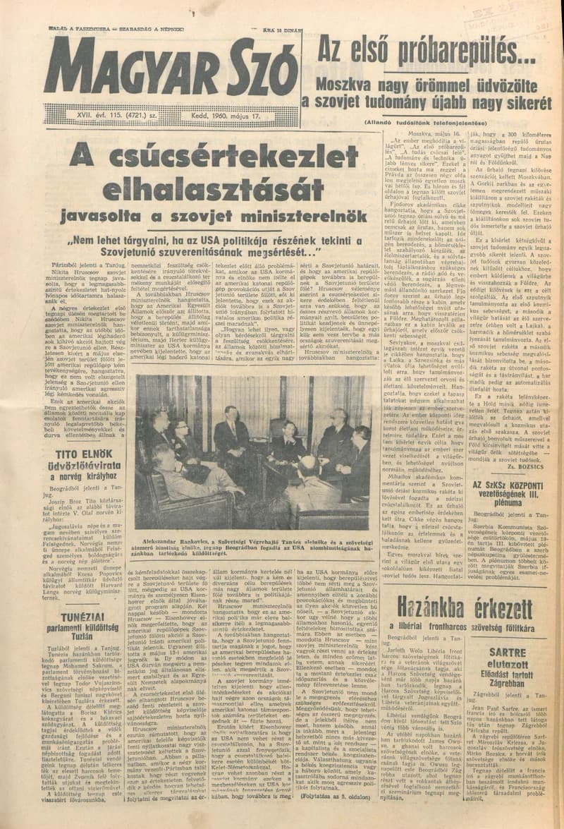 Magyar Szó, 17. évf. 1960. május 17. 115. sz. 1–12. oldal