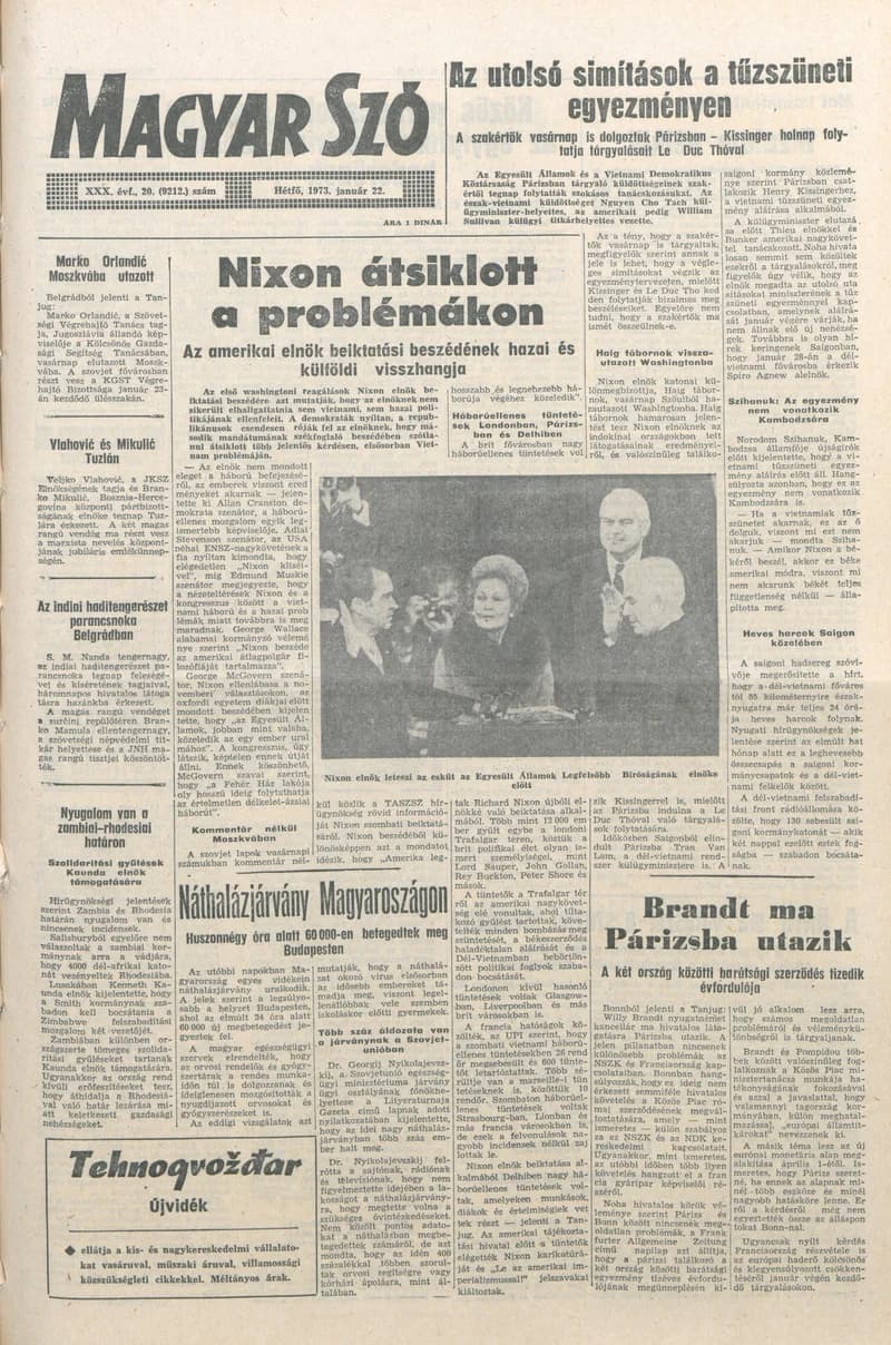 Magyar Szó, 30. évf. 1973. január 22. 20. sz. 1–8. oldal
