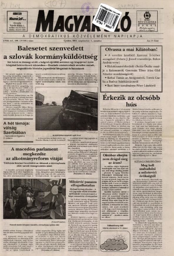 Magyar Szó, 58. évf. 2001. szeptember 1. 199. sz. 1–16. oldal