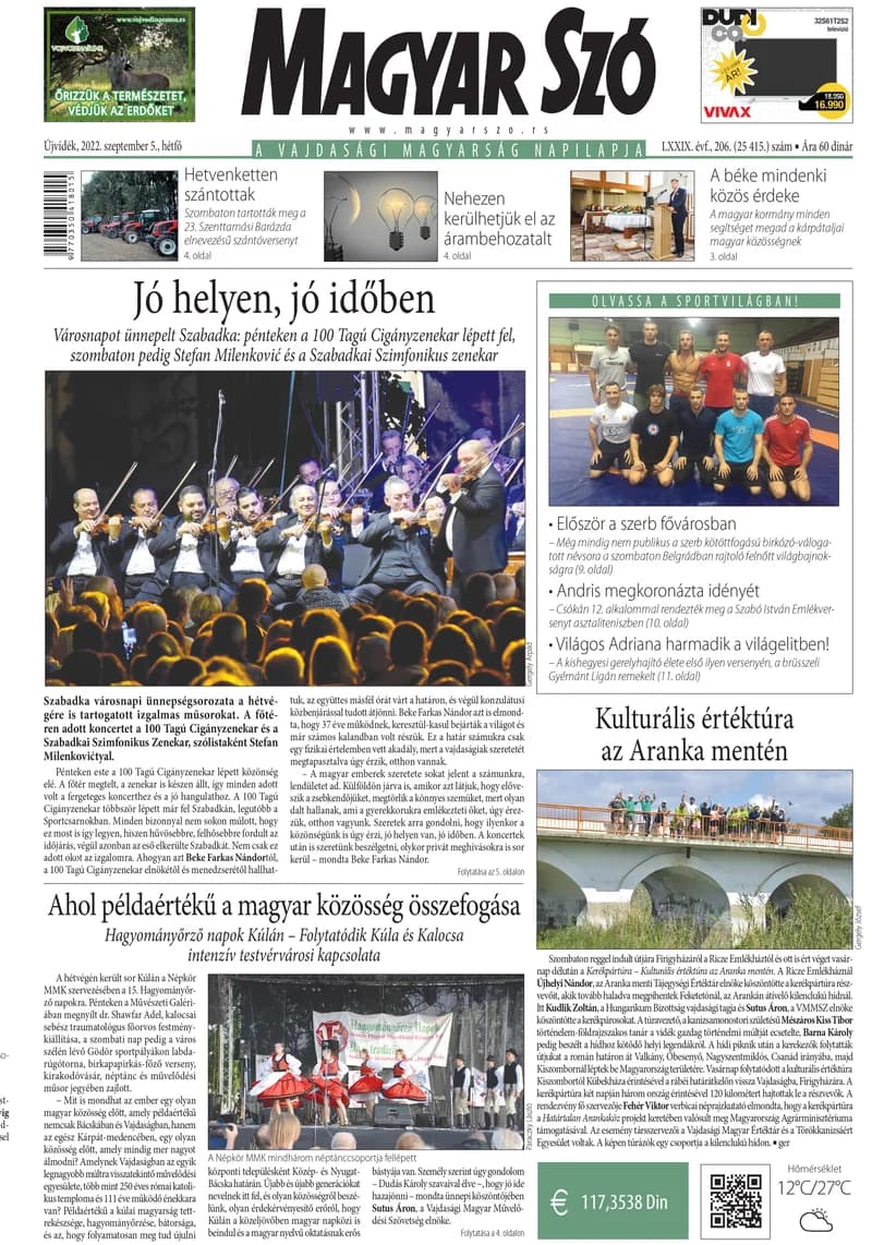 Magyar Szó, 79. évf. 2022. szeptember 5. 206. sz. 1–16. oldal