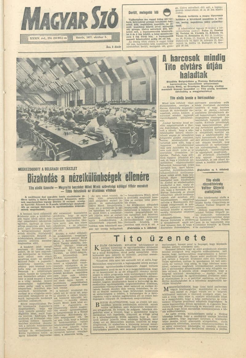 Magyar Szó, 34. évf. 1977. október 5. 274. sz.