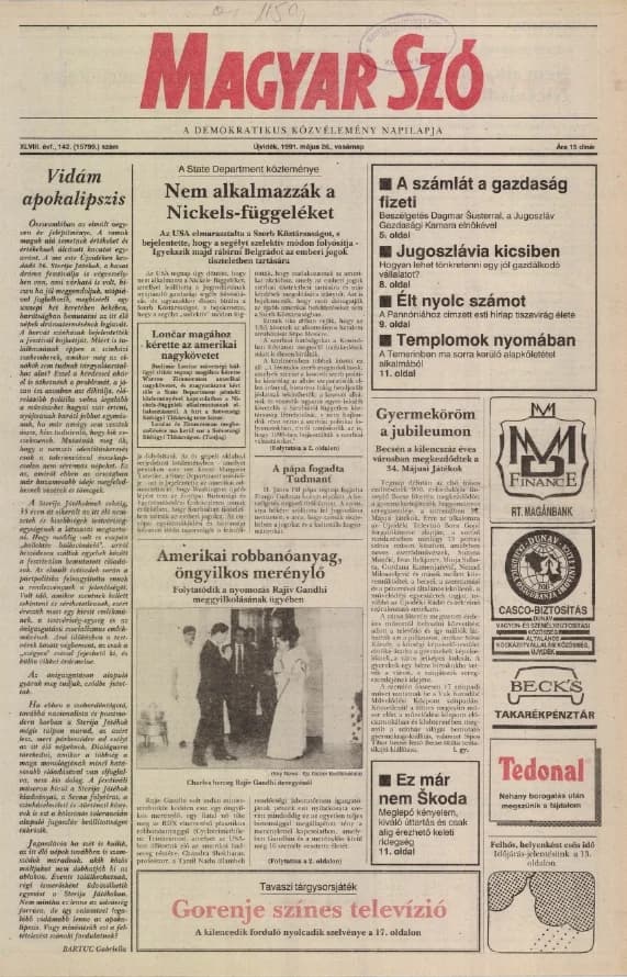 Magyar Szó, 48. évf. 1991. május 26. 142. sz. 1–32. oldal