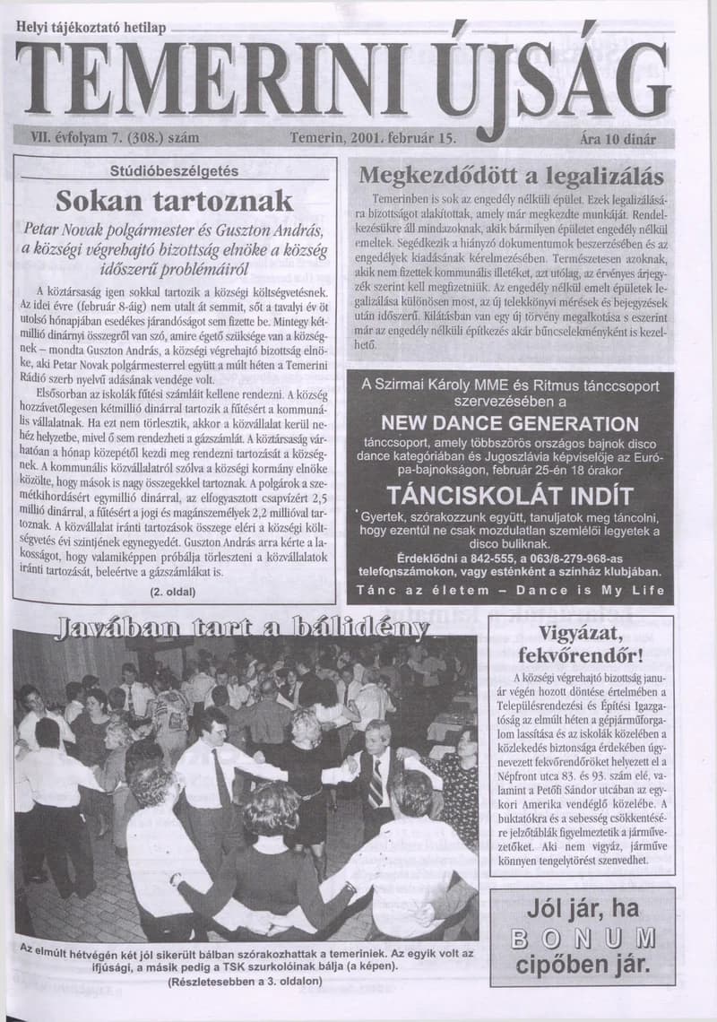 Temerini Újság, 7. évf. 2001. február 15. 7. sz.