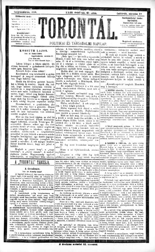 Torontál, 23. évf. 1894. március 22. 67. sz.