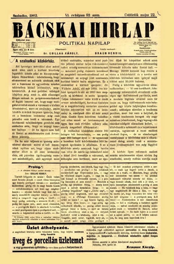 Bácskai Hirlap, 6. évf. 1902. május 22. 92. sz.