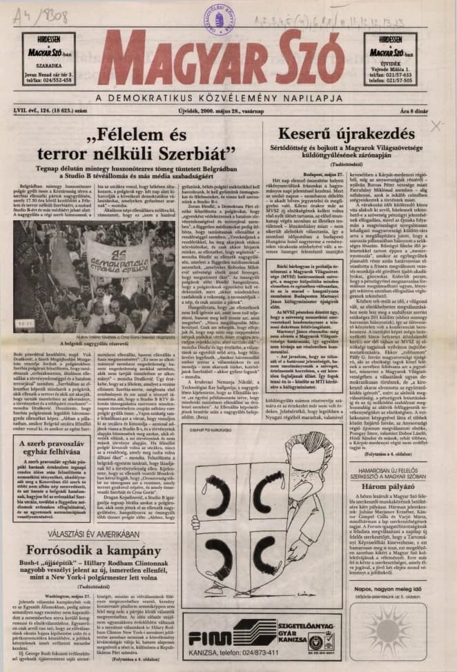 Magyar Szó, 57. évf. 2000. május 28. 124. sz. 1–24. oldal