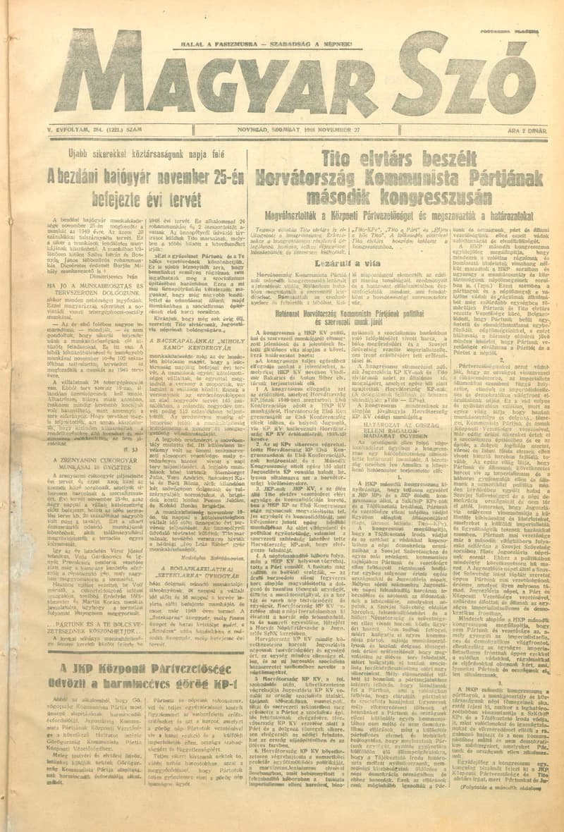 Magyar Szó, 5. évf. 1948. november 27. 284. sz. 1–4. oldal