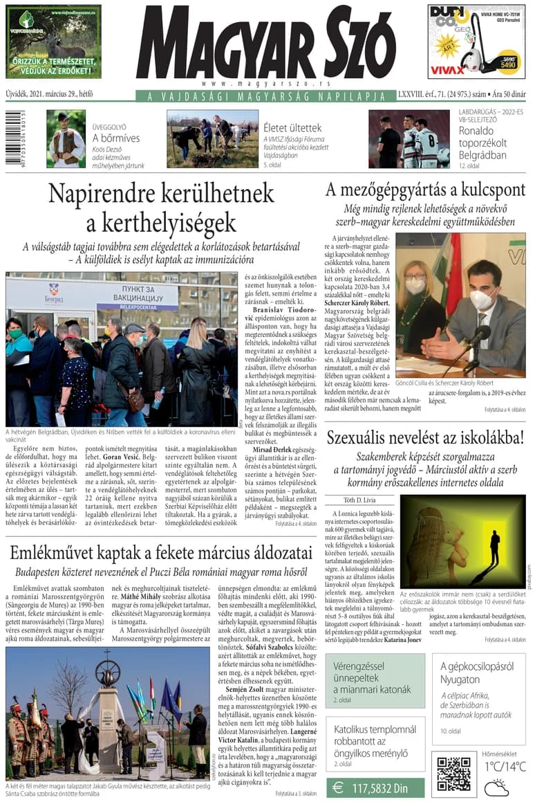 Magyar Szó, 78. évf. 2021. március 29. 71. sz. 1–16. oldal