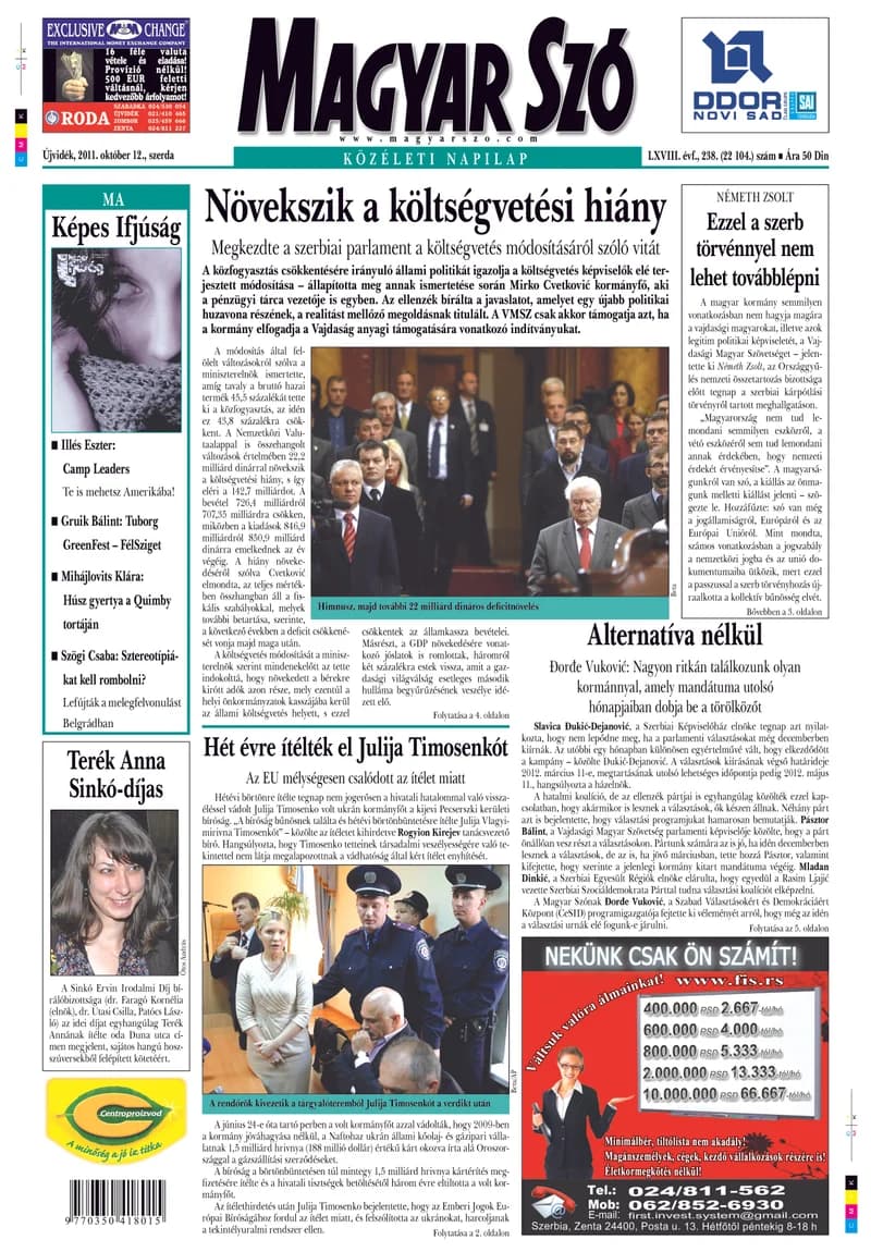 Magyar Szó, 68. évf. 2011. október 12. 238. sz. 1–20. oldal