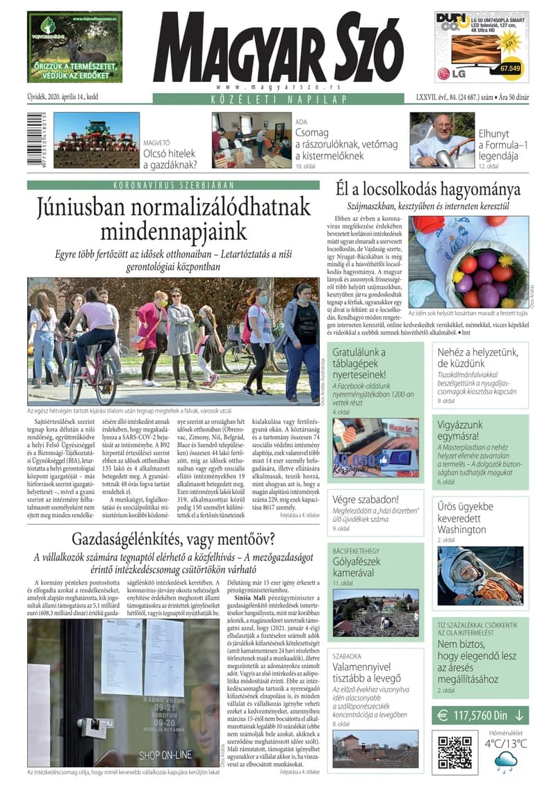 Magyar Szó, 77. évf. 2020. április 14. 84. sz. 1–16. oldal