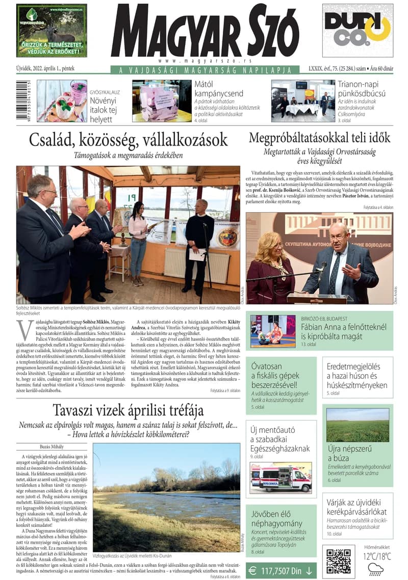 Magyar Szó, 79. évf. 2022. április 1. 75. sz. 1–16. oldal