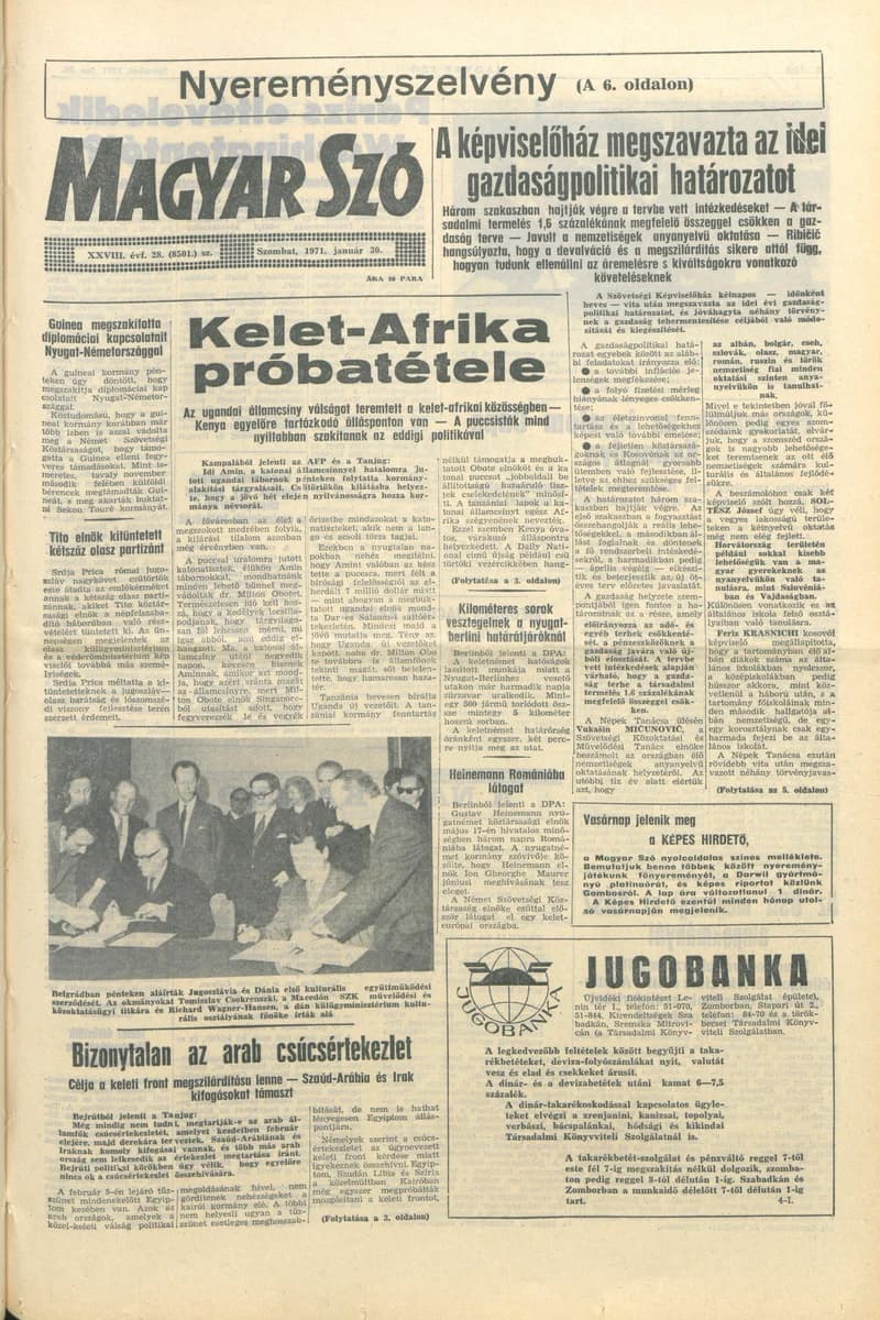 Magyar Szó, 28. évf. 1971. január 30. 28. sz. 1–20. oldal