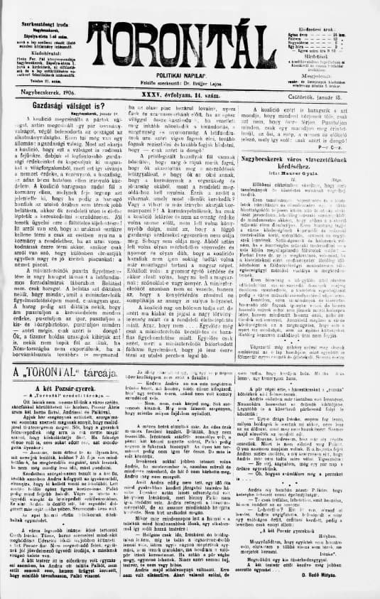 Torontál, 35. évf. 1906. január 18. 14. sz.