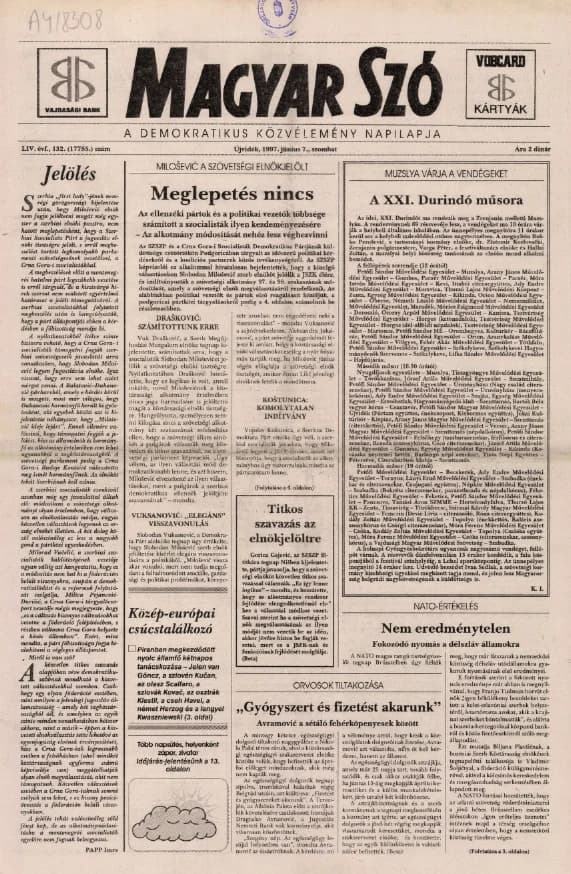 Magyar Szó, 54. évf. 1997. június 7. 132. sz. 1–16. oldal