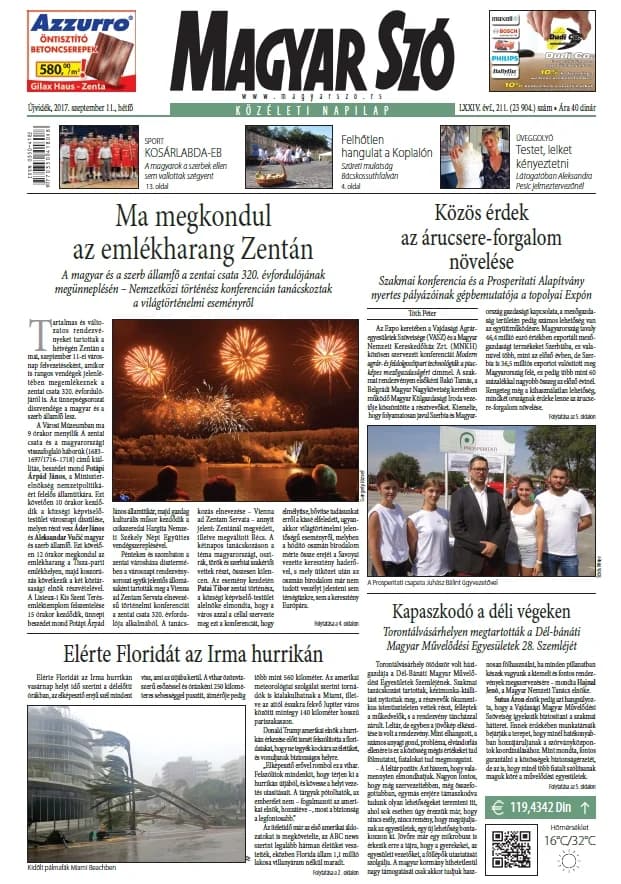 Magyar Szó, 74. évf. 2017. szeptember 11. 211. sz. 1–20. oldal