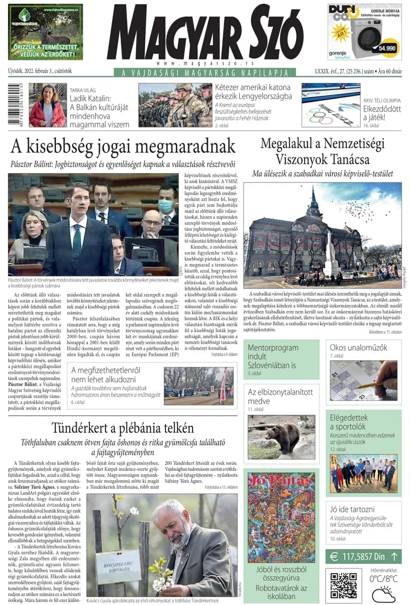 Magyar Szó, 79. évf. 2022. február 3. 27. sz. 1–20. oldal
