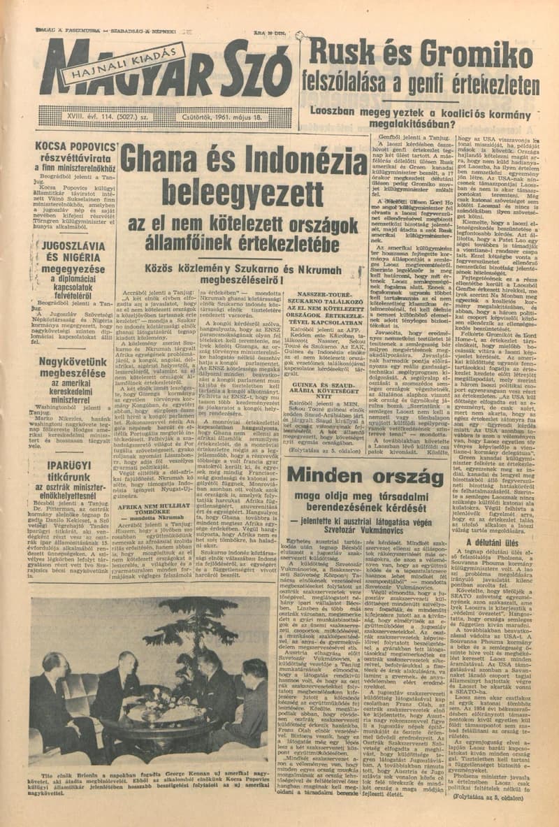 Magyar Szó, 18. évf. 1961. május 18. 114. sz. 1–14. oldal