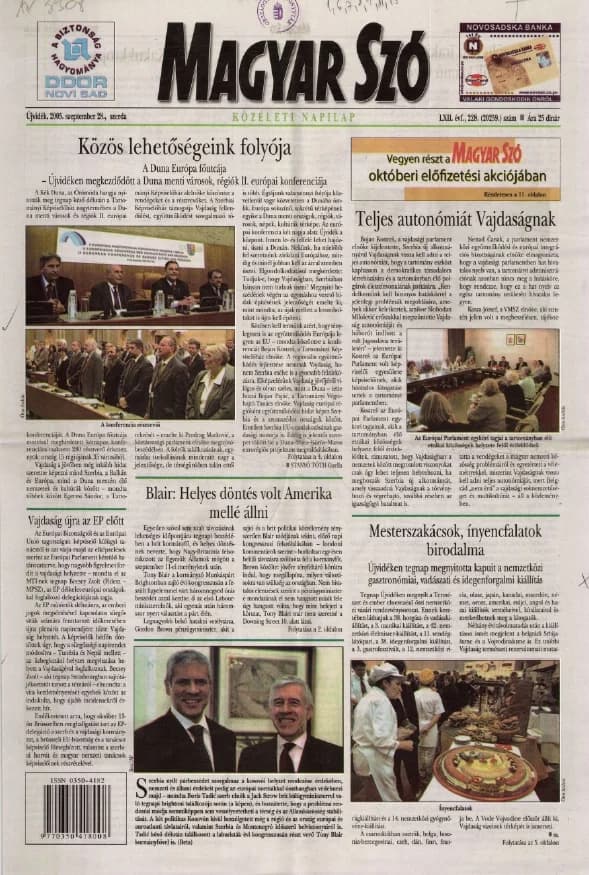 Magyar Szó, 62. évf. 2005. szeptember 28. 228. sz. 1–20. oldal