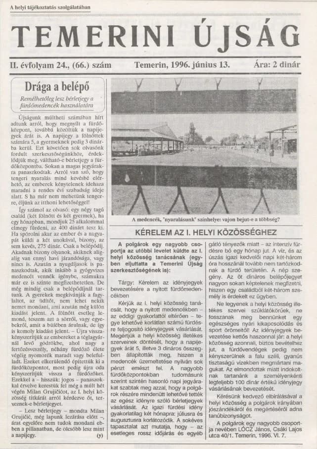 Temerini Újság, 2. évf. 1996. június 13. 24. sz.