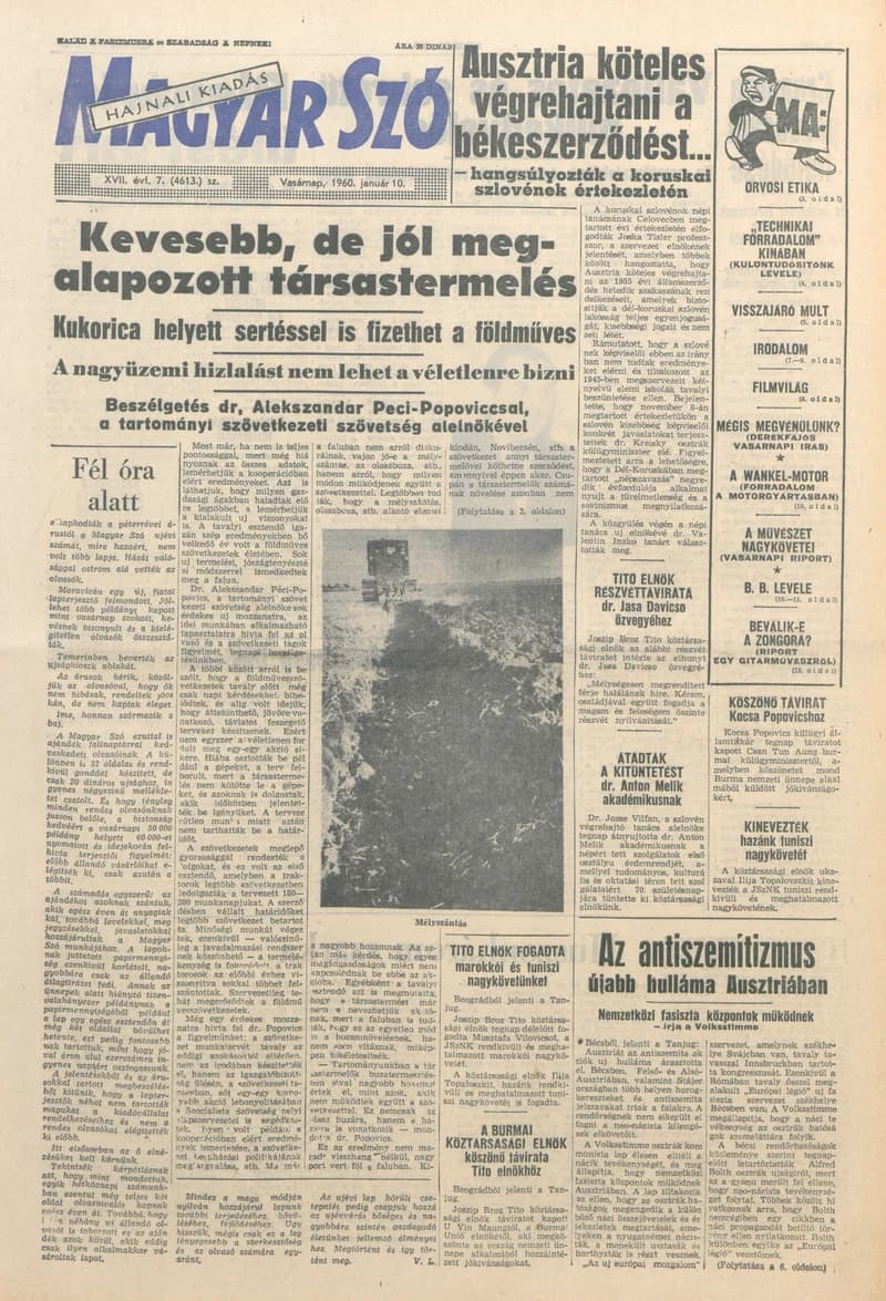 Magyar Szó, 17. évf. 1960. január 10. 7. sz. 1–22. oldal