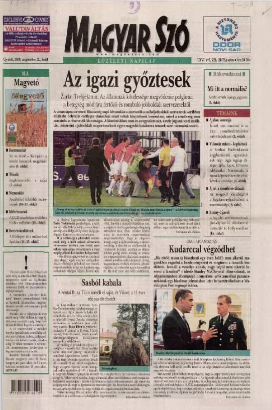 Magyar Szó, 66. évf. 2009. szeptember 22. 221. sz. 1–20. oldal
