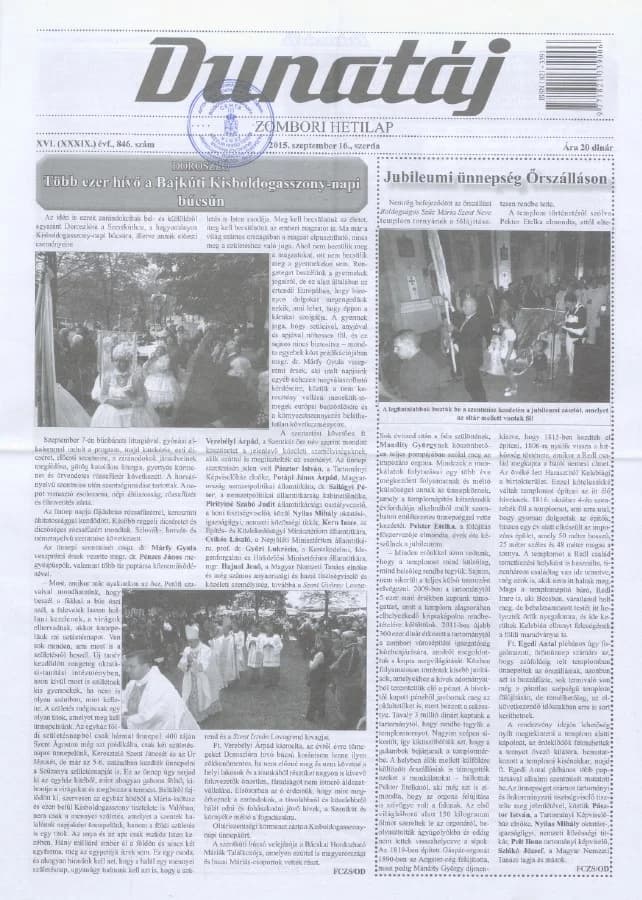 Dunatáj, 17. évf. 2015. szeptember 16. 846. sz.