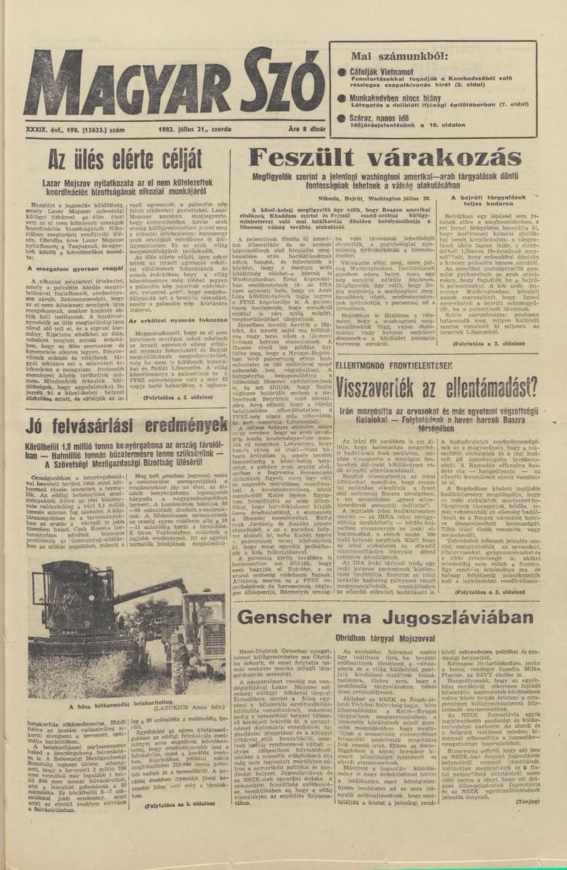 Magyar Szó, 39. évf. 1982. július 21. 198. sz. 1–20. oldal