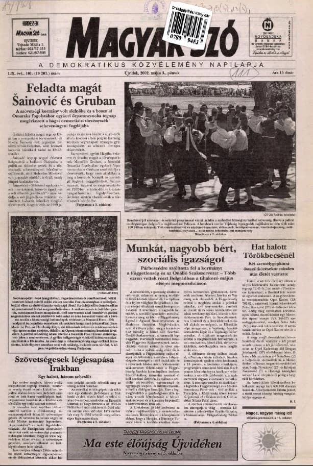 Magyar Szó, 59. évf. 2002. május 3. 101. sz. 1–16. oldal