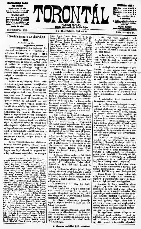 Torontál, 27. évf. 1898. november 14. 259. sz.