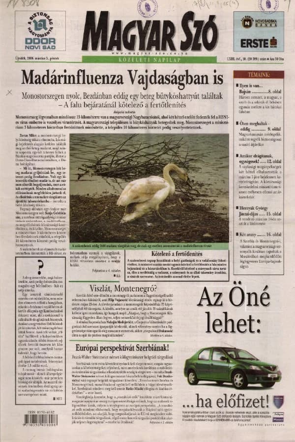 Magyar Szó, 63. évf. 2006. március 3. 50. sz. 1–20. oldal