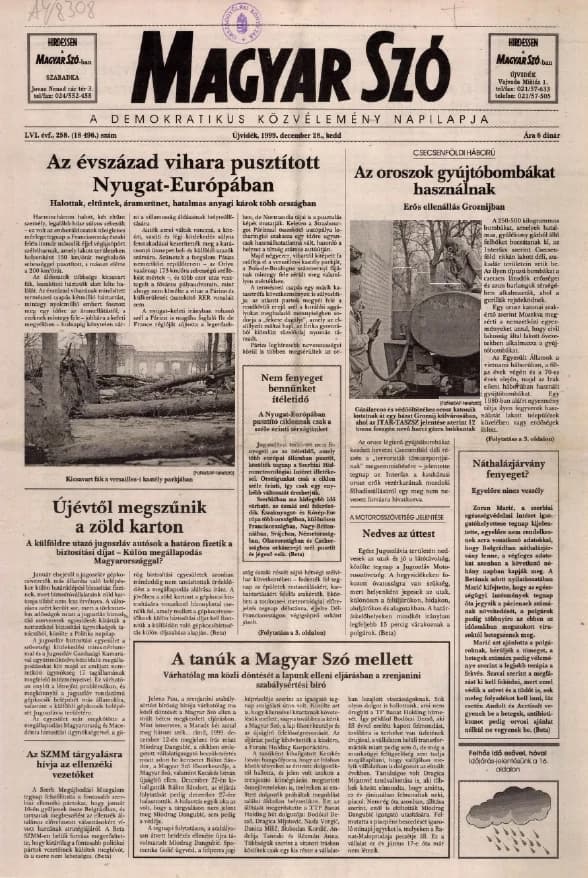 Magyar Szó, 56. évf. 1999. december 28. 258. sz. 1–16. oldal