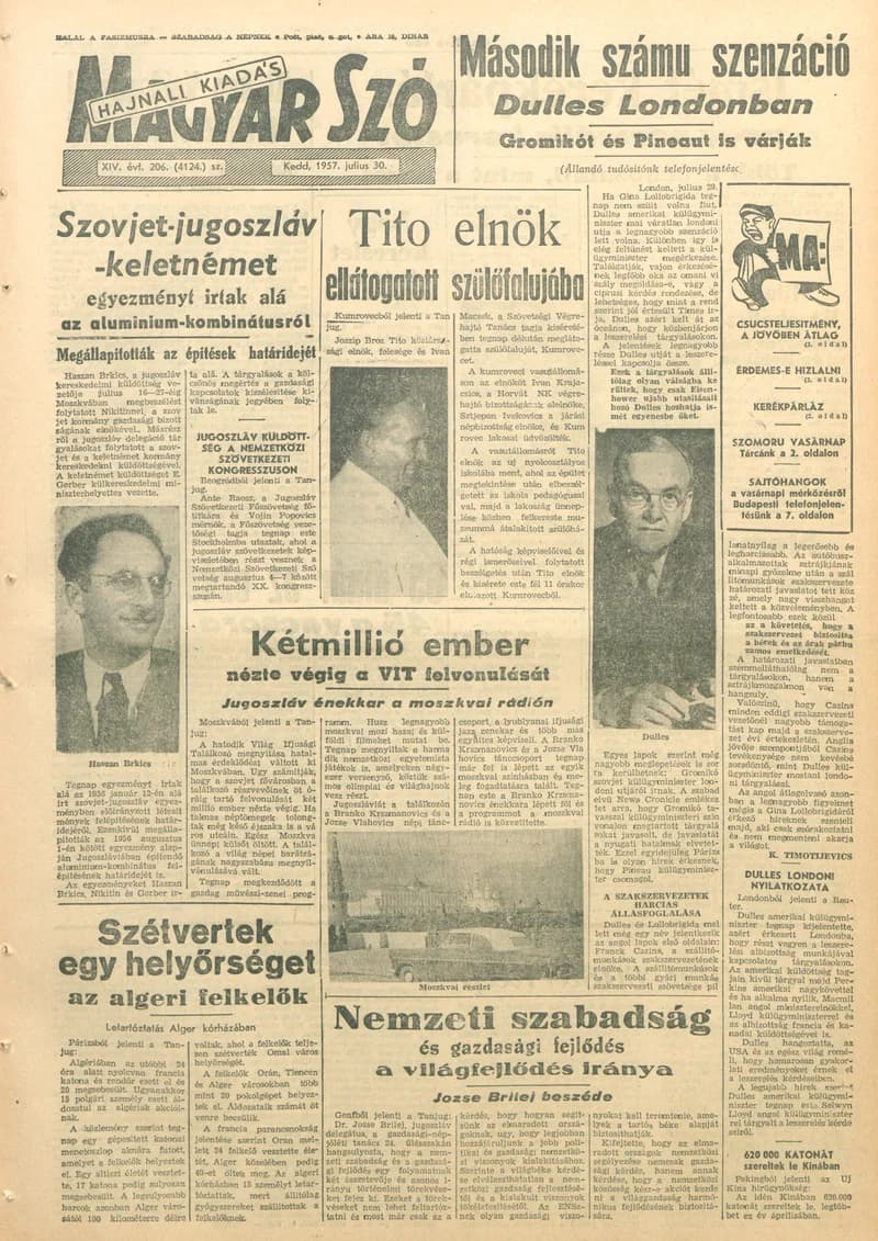 Magyar Szó, 14. évf. 1957. július 30. 206. sz. 1–14. oldal